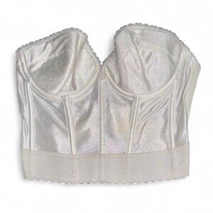 Vintage-Inspired White Satin Bustier Top (Stain)